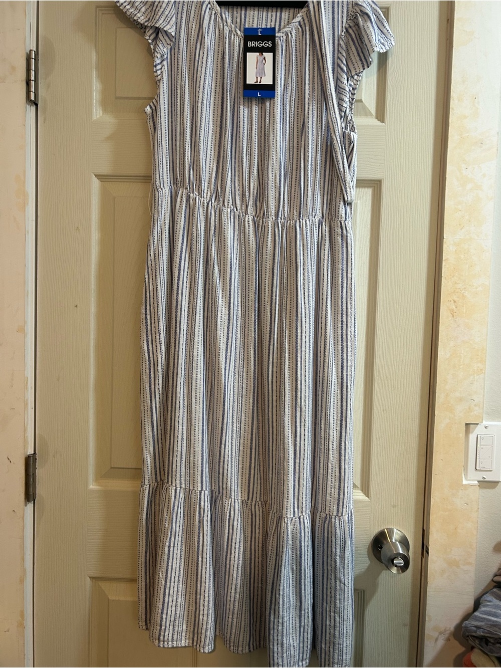 Briggs New York Blue and White Striped Maxi Dress